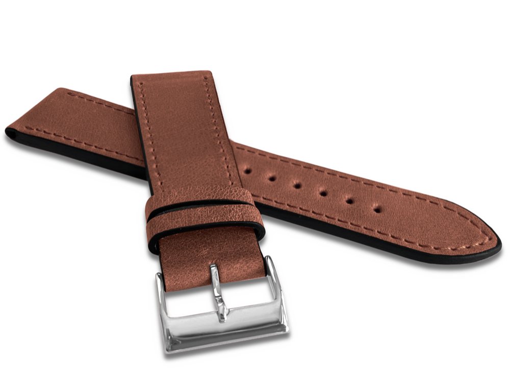 Lavvu Brązowy Szyty Pasek Slim Z Luksusowej Skóry Top Grain - 24