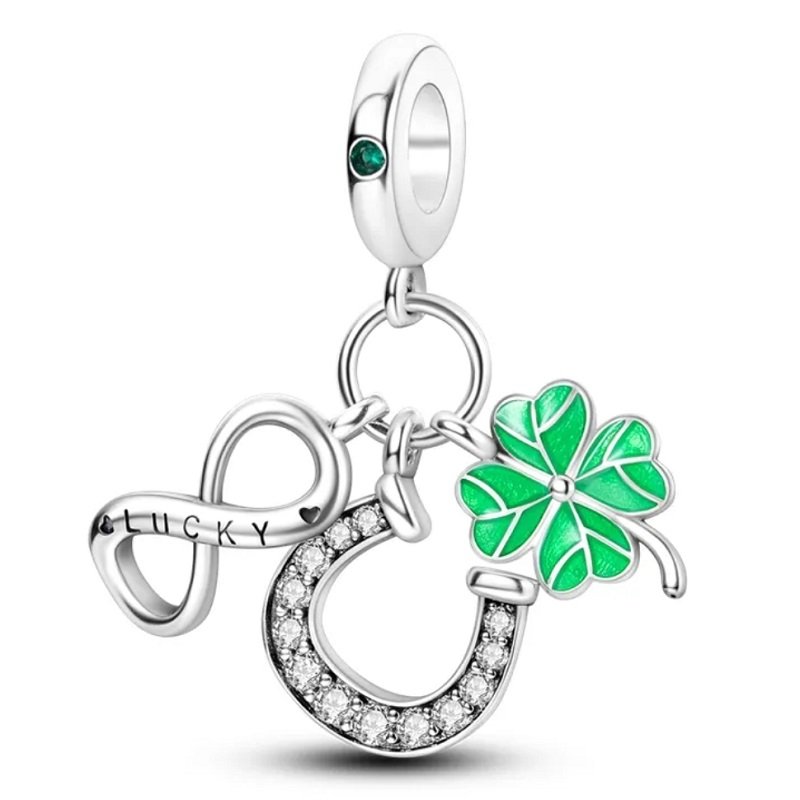 Zawieszka Srebro 925 Charms Koralik Do Pandora Koniczynka Nieskończoność Podkowa