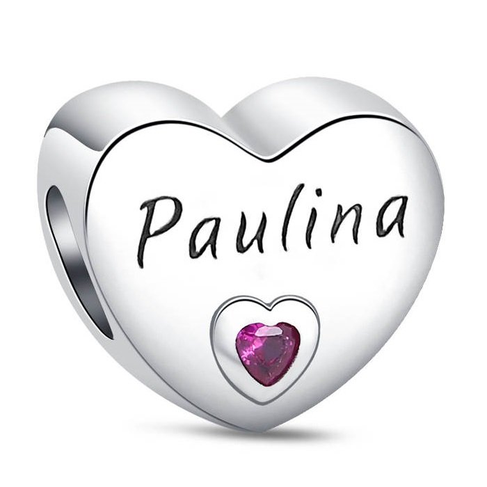 Zawieszka Srebro 925 Charms Koralik Do Pandora Serce Imię Paulina