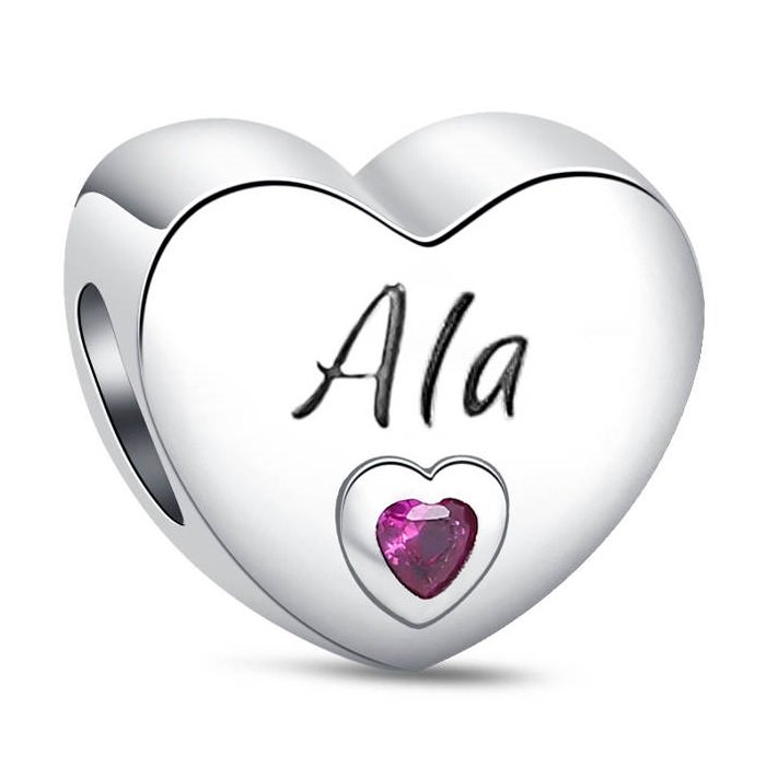 Zawieszka Srebro 925 Charms Koralik Do Pandora Serce Imię Ala Alina