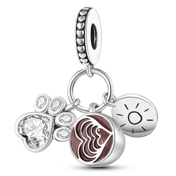Zawieszka Charms SREBRO 925 Koralik do PANDORA Kawa Słońce Łapka Psa