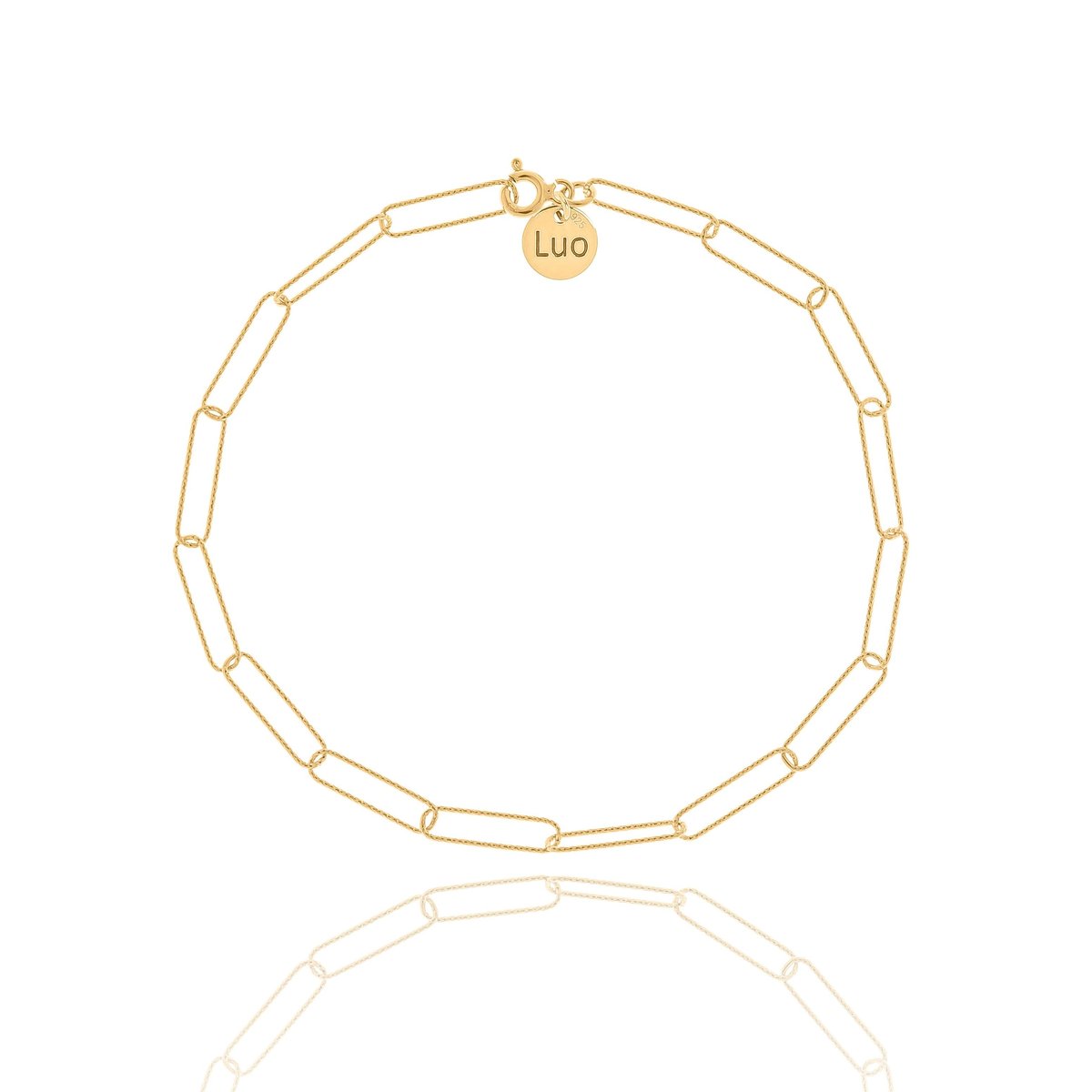 Bransoletka srebrna pozłacana prostokąty na nogę 26 CM