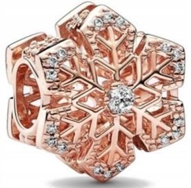Lśniący Charms Śnieżynka Rose Gold Srebro 925