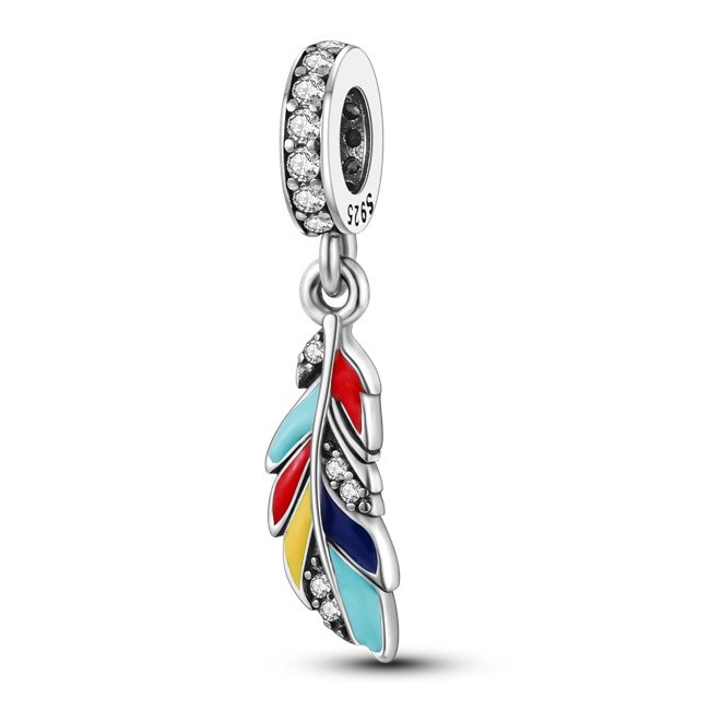 Zawieszka Srebro 925 Charms Koralik Do Pandora Piórko