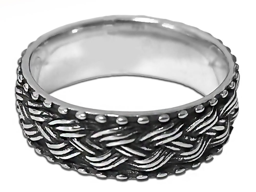 Srebrny Pierścionek 925 Szeroki Z Ornamentem
