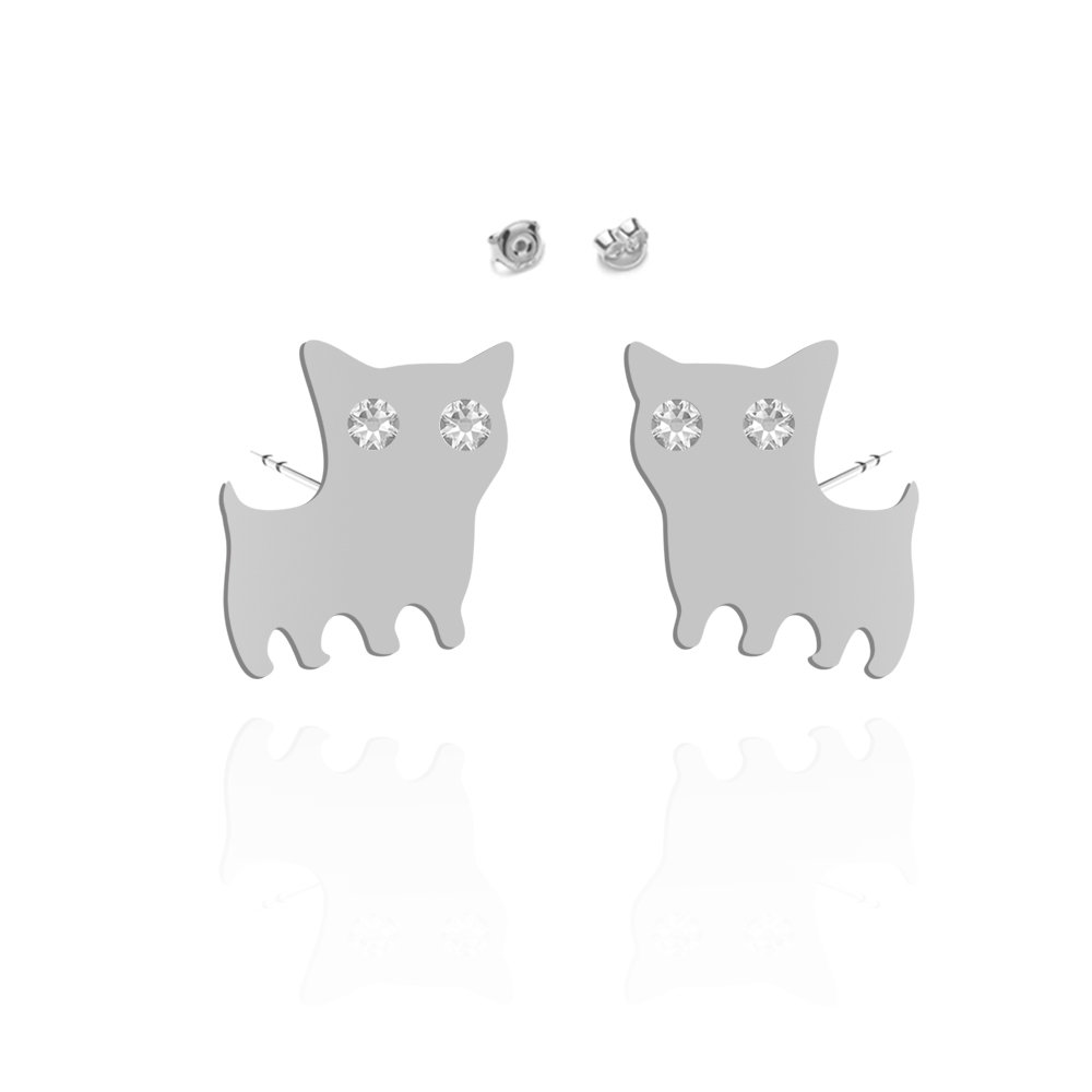 Kolczyki Srebrne Kotki na sztyfcie