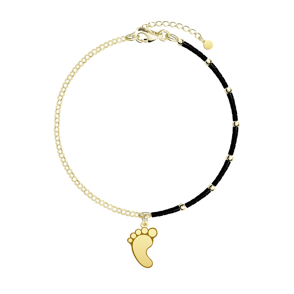 Bransoletka Pozłacana Ze Stópką I Koralikami