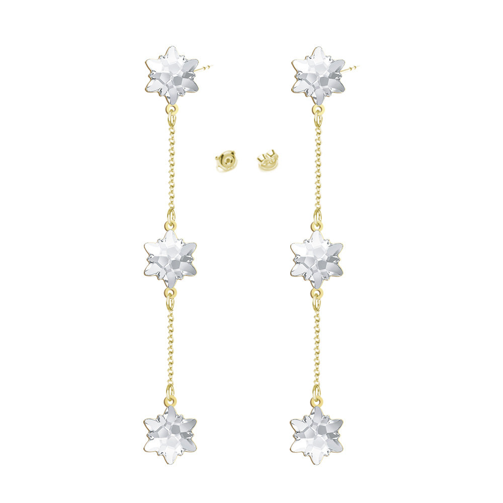 Kolczyki Płatek Śniegu srebro pozłacane Boże Narodzenie