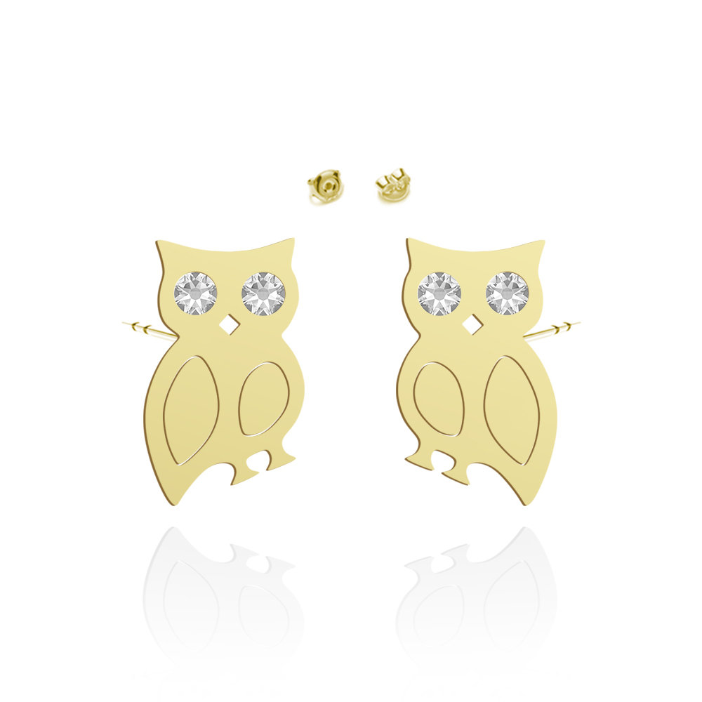 Kolczyki z Sową srebro pozłacane