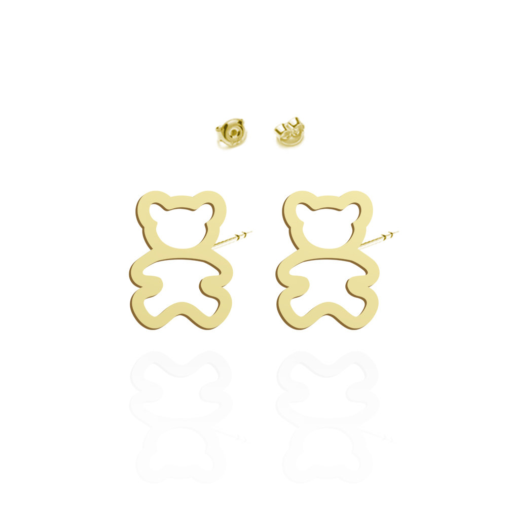 Kolczyki Pozłacane z Misiem