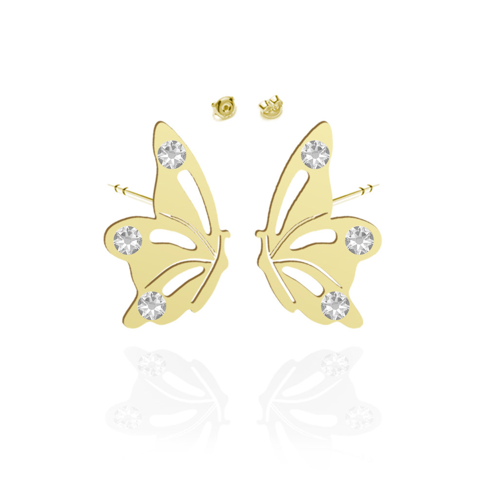 Kolczyki Pozłacane Motyl