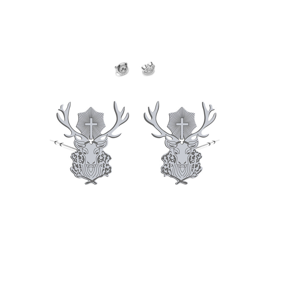 Kolczyki Srebrne Jeleń Świętego Huberta - MEJK JEWELLERY