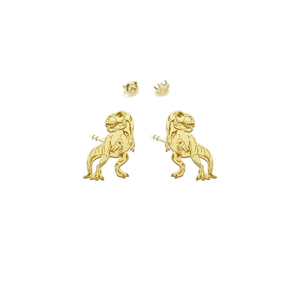 Pozłacane Kolczyki Tyranozaur - MEJK Jewellery