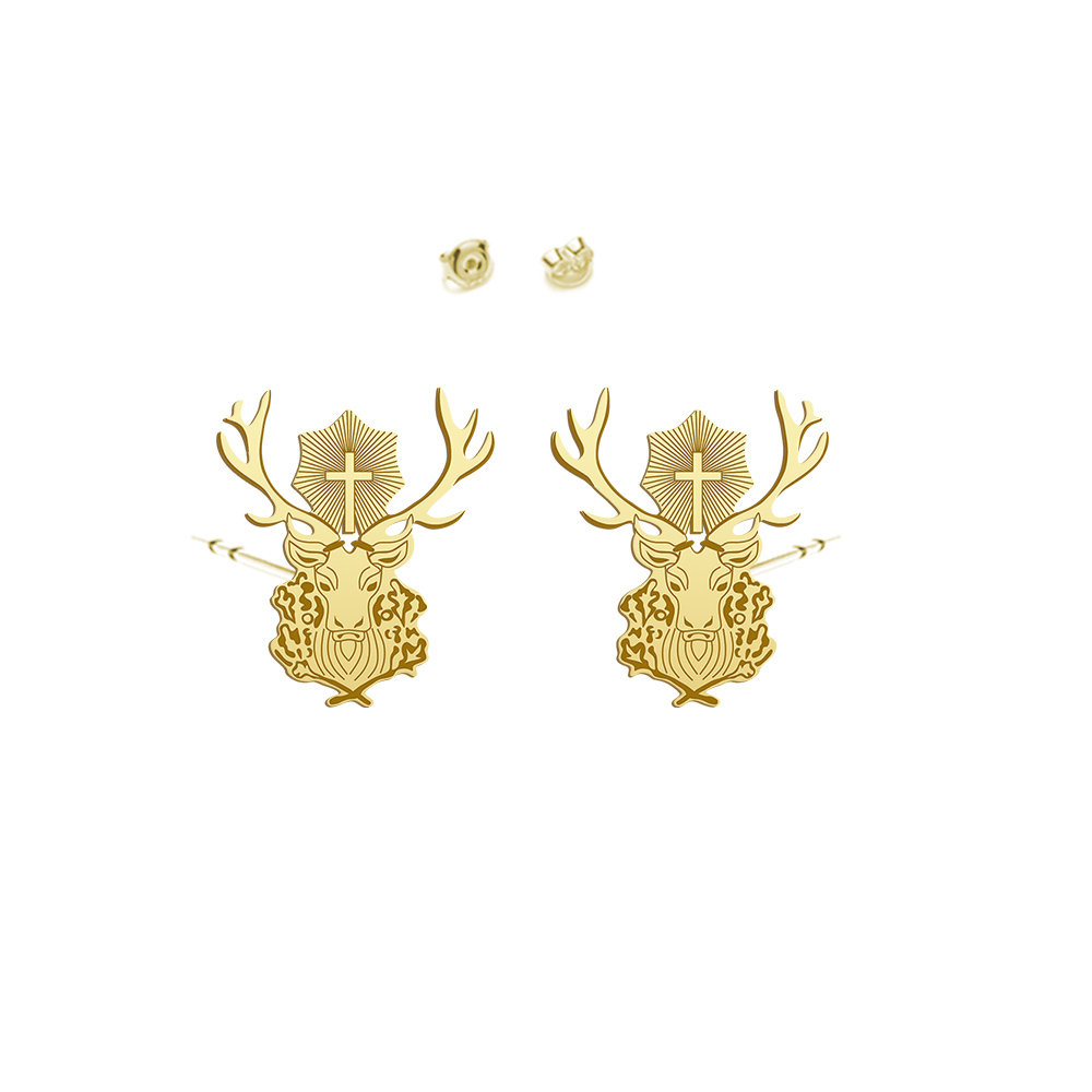 Kolczyki Pozłacane Jeleń Świętego Huberta - MEJK JEWELLERY