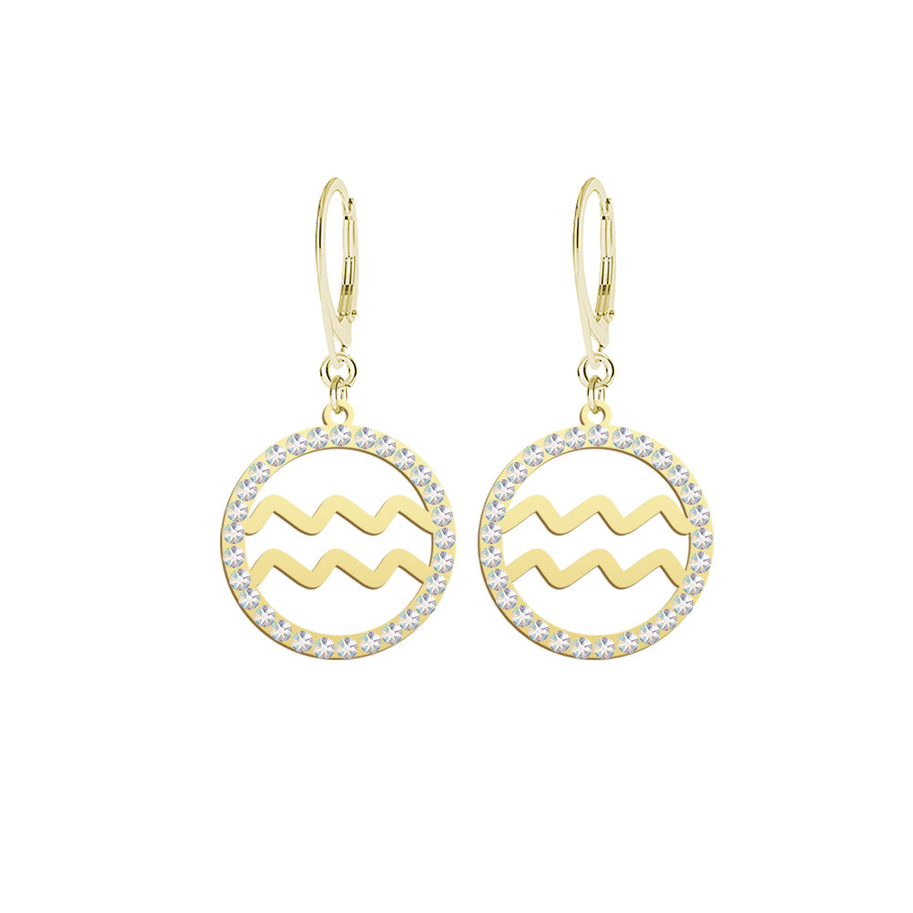 Kolczyki Pozłacane Wodnik Znak Zodiaku