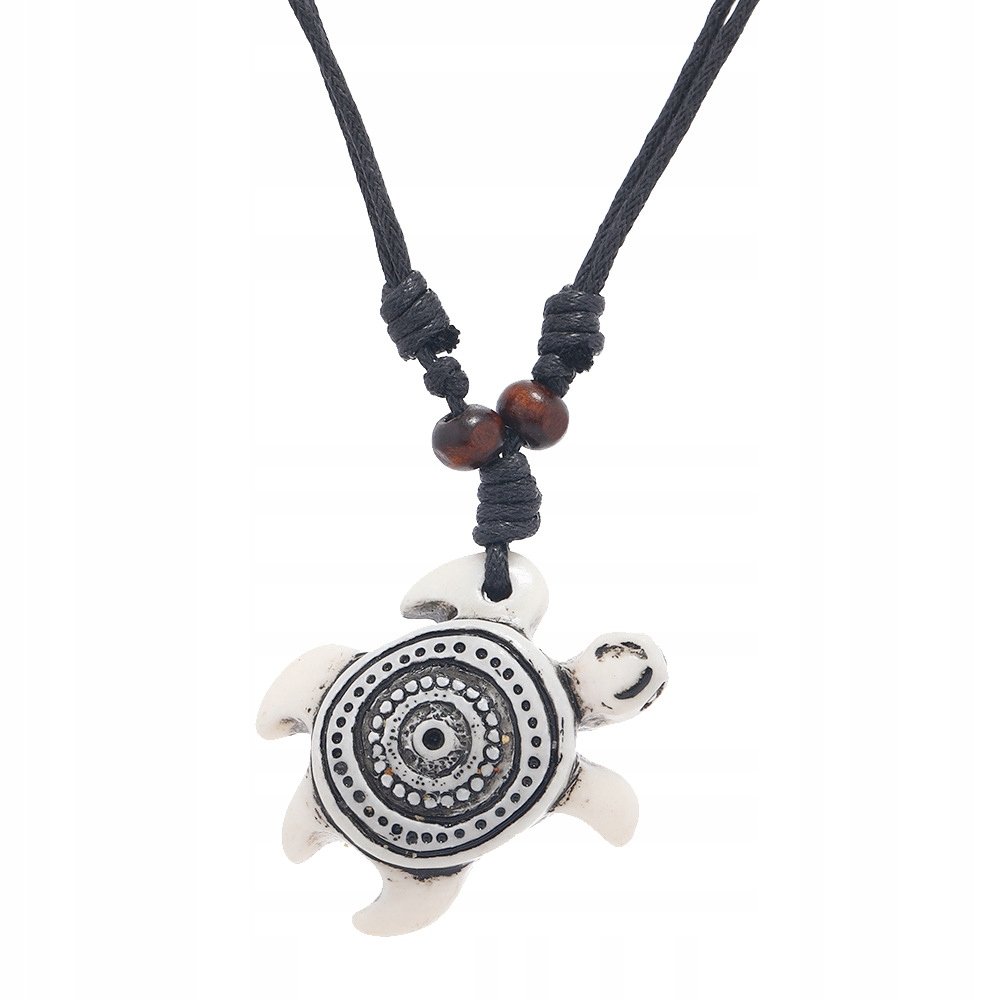 Naszyjnik Żółw Morski Surferska Kite Windsurfing Rzemyk Rasta Biały