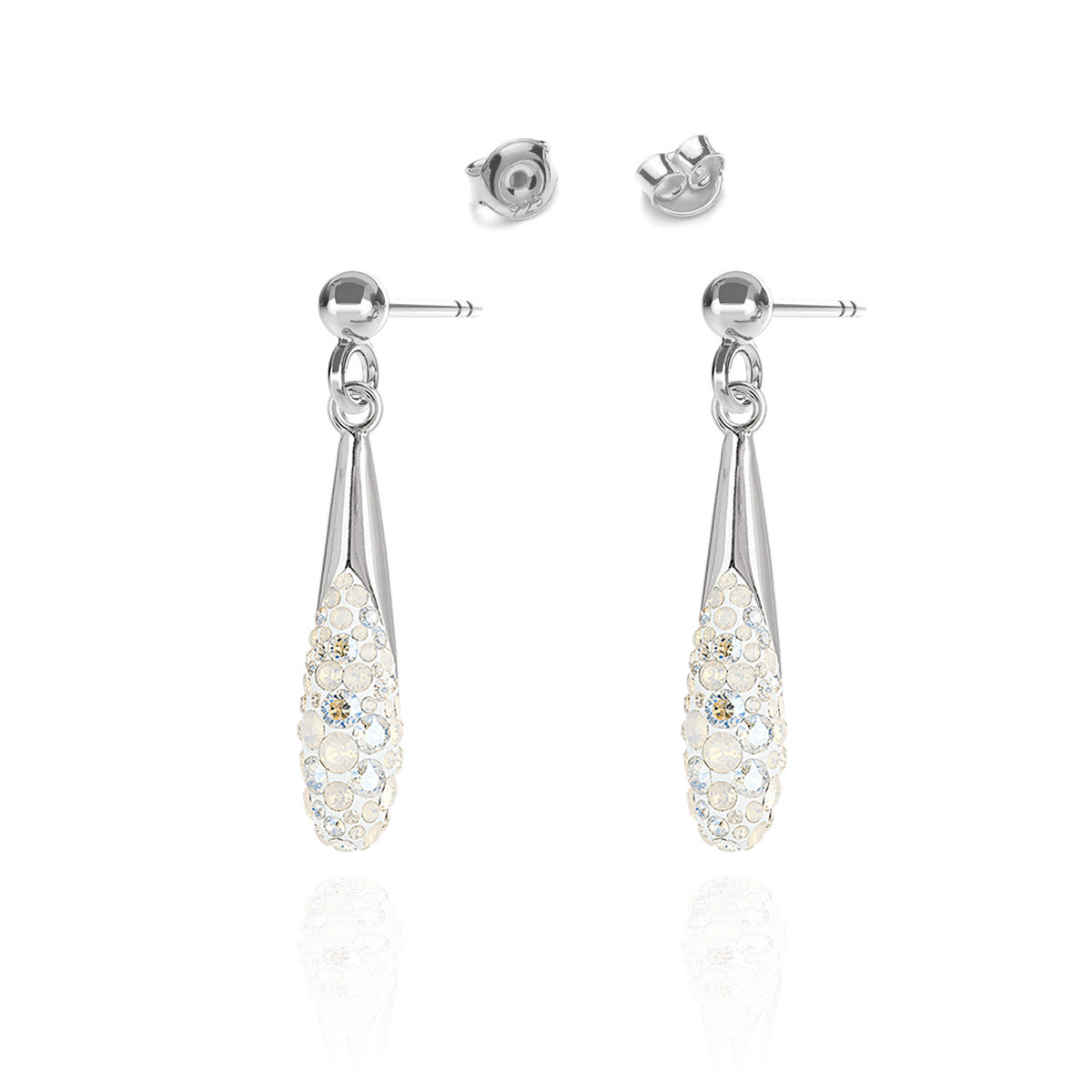 Kolczyki Biżuteria Ślubna Z Kryształami Srebro