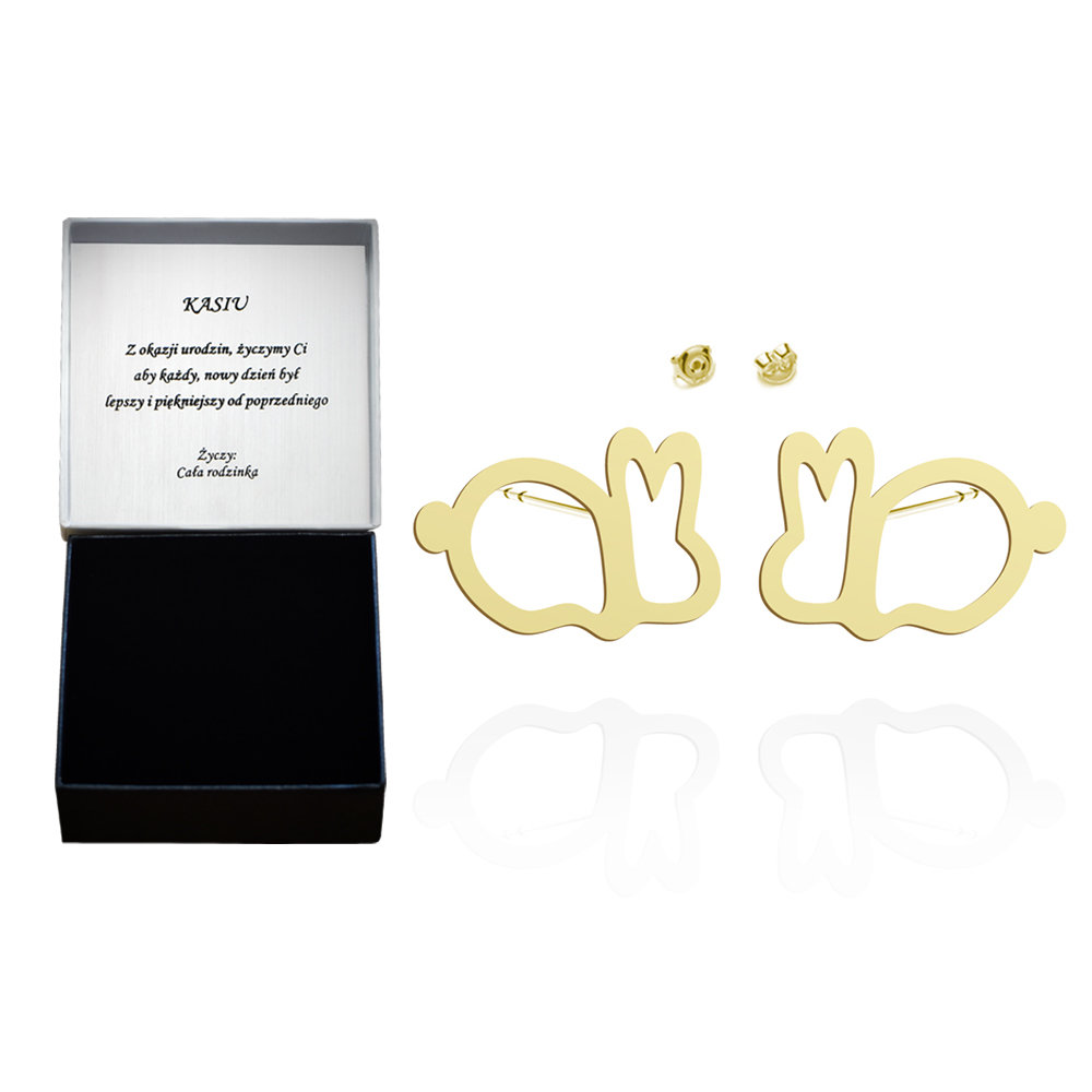 Kolczyki z Królikiem srebro pozłacane