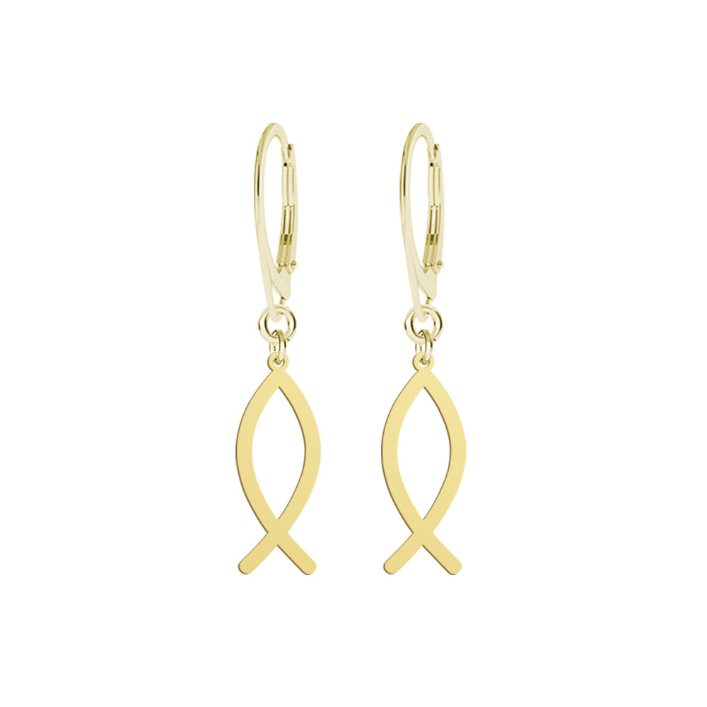 Kolczyki Pozłacane z Rybą Ichtys