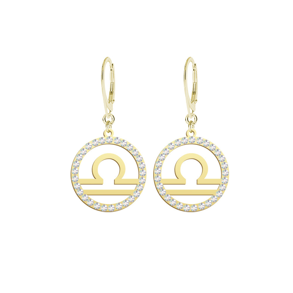 Kolczyki Waga Znak Zodiaku srebro pozłacane