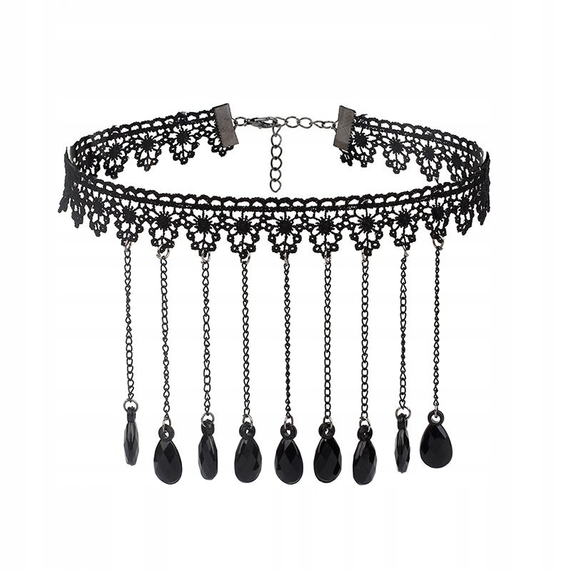 CHOKER Koronkowy Haft Czarny NASZYJNIK Gothic CH01