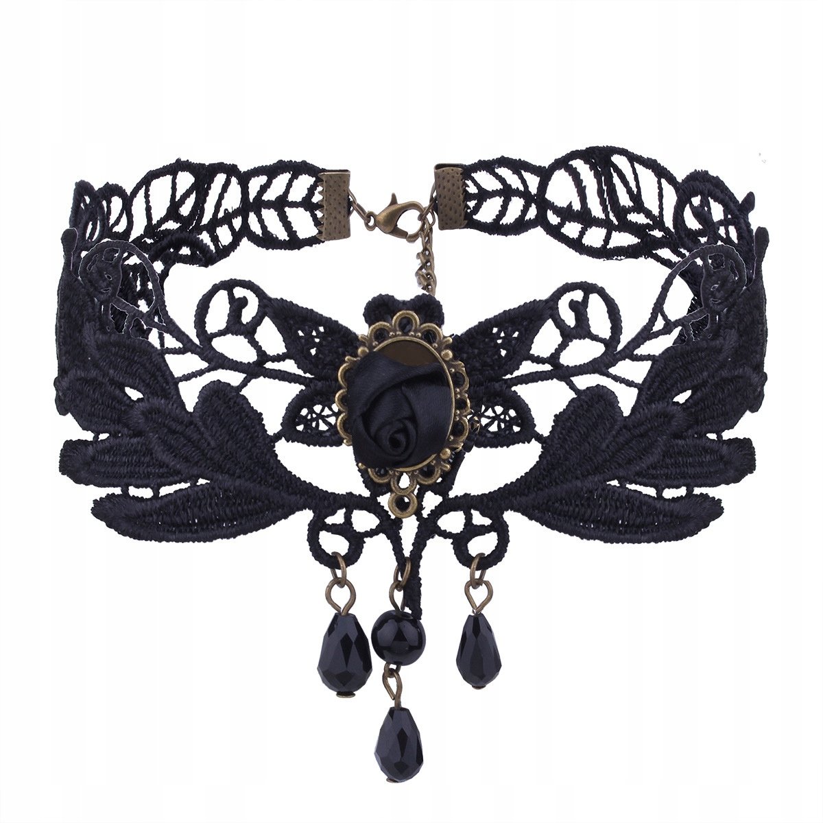 CHOKER Koronkowy Haft Czarny NASZYJNIK Gothic CH07