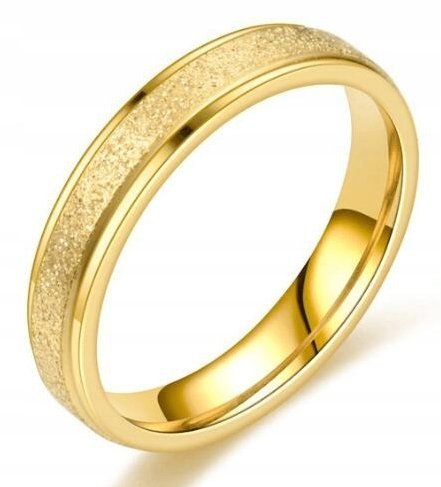 ZŁOTY PIERŚCIONEK OBRĄCZKA ŚLUBNA STAL 316L r.17