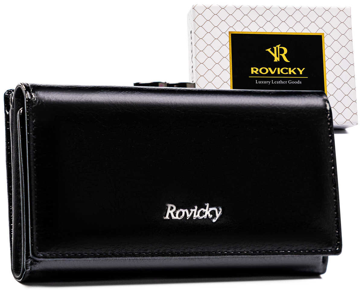 ROVICKY stylowy damski portfel skórzany portmonetka w pudełku