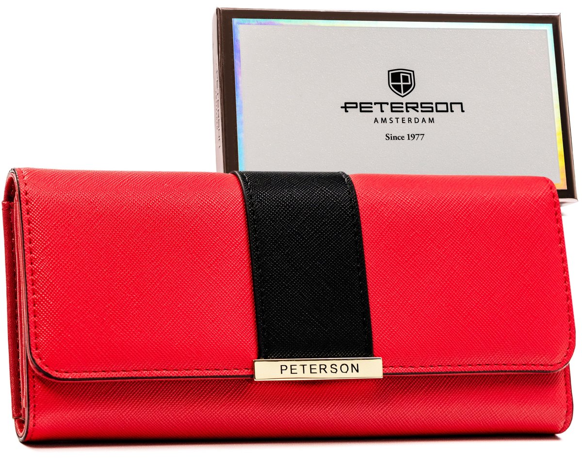 PETERSON damski portfel ekoskóra saffiano RFID STOP