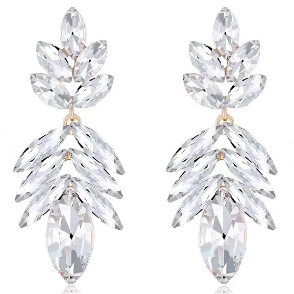 Wysmuklające Kolczyki Rozłożyste Złote Z Cyrkoniami I Listkami