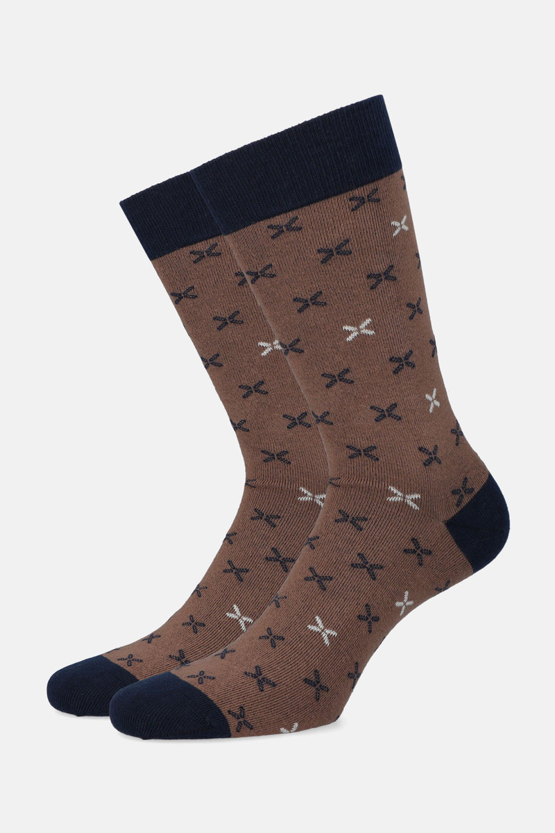 Skarpety Brązowo Granatowe Wzór