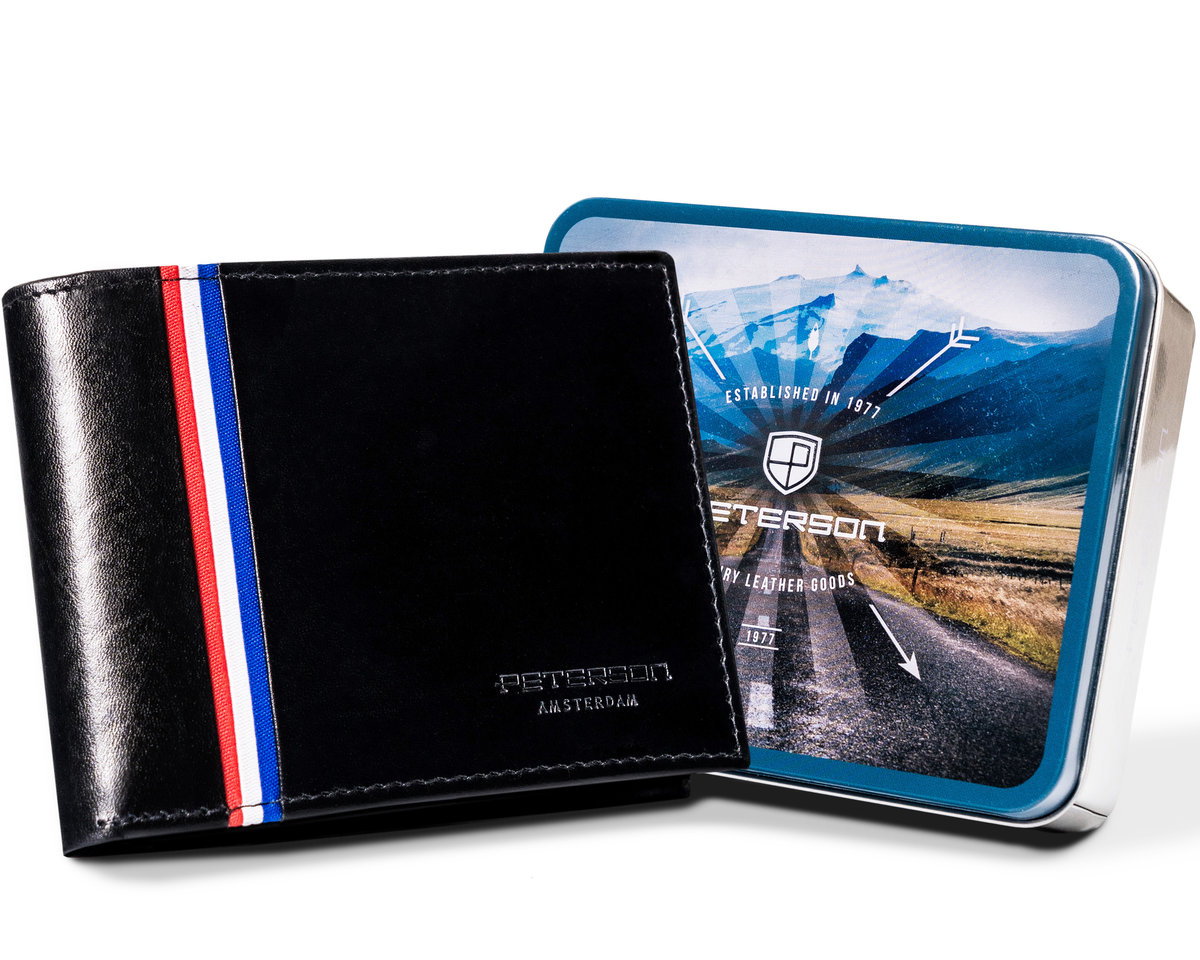 Czarny portfel męski ze skóry naturalnej - Peterson