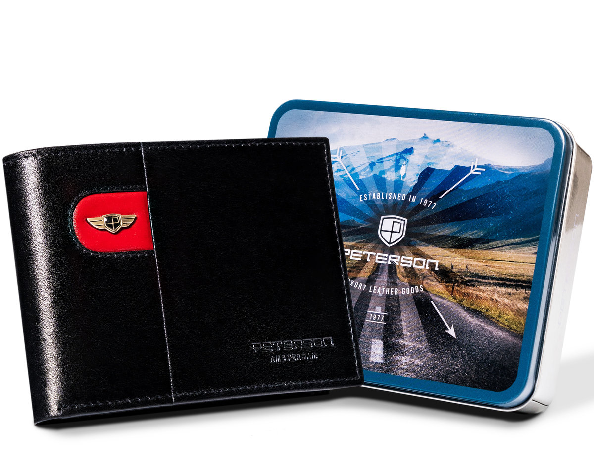 Czarny portfel męski ze skóry naturalnej - Peterson