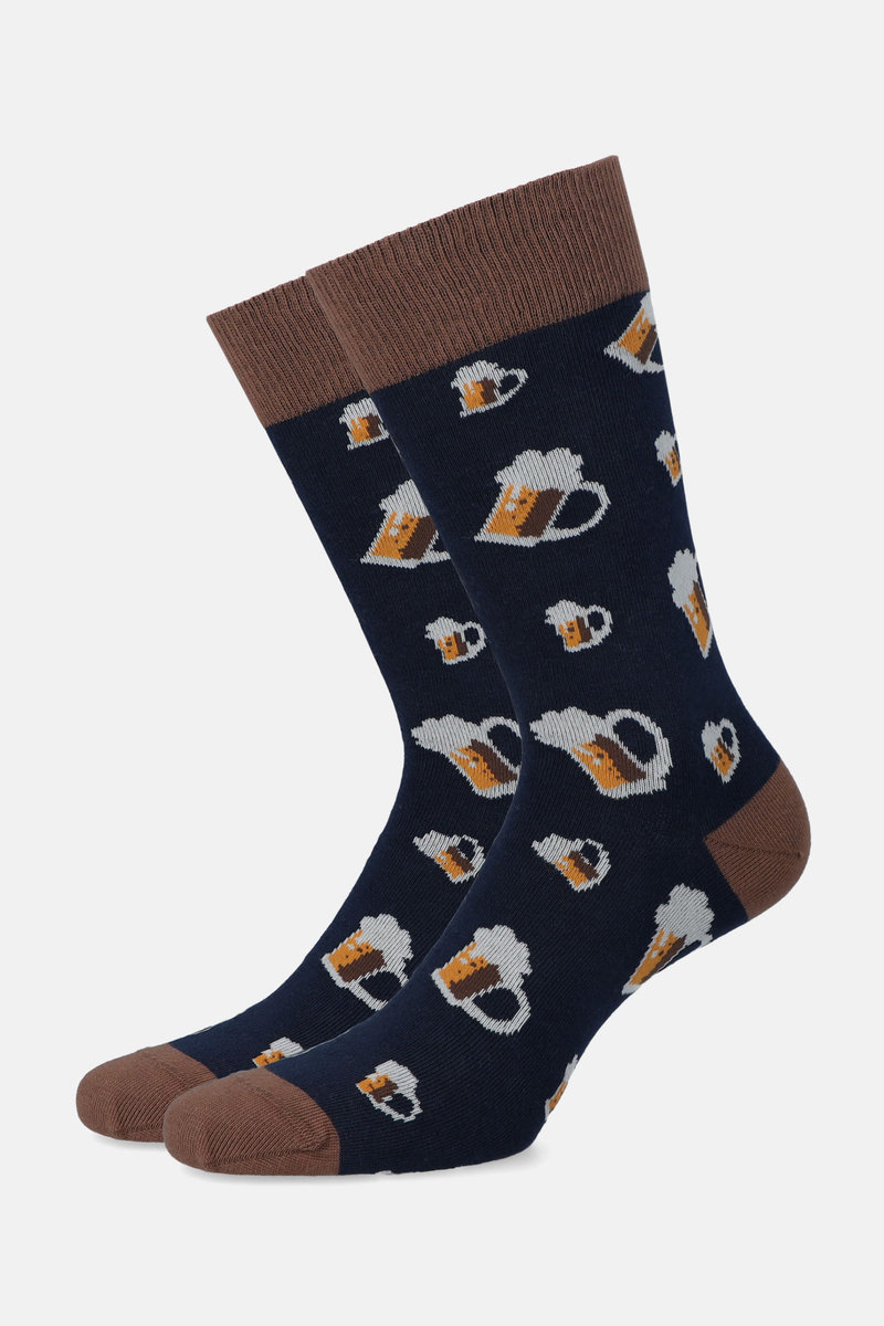 Skarpety Granatowo-Brązowe w Kufle