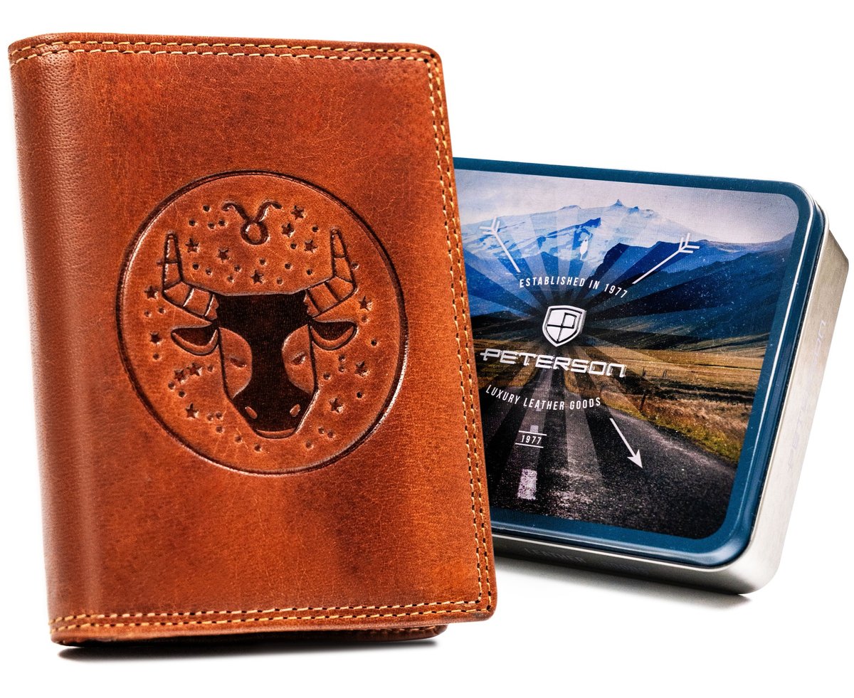 Portfel skórzany dla mężczyzny znak zodiaku - Peterson