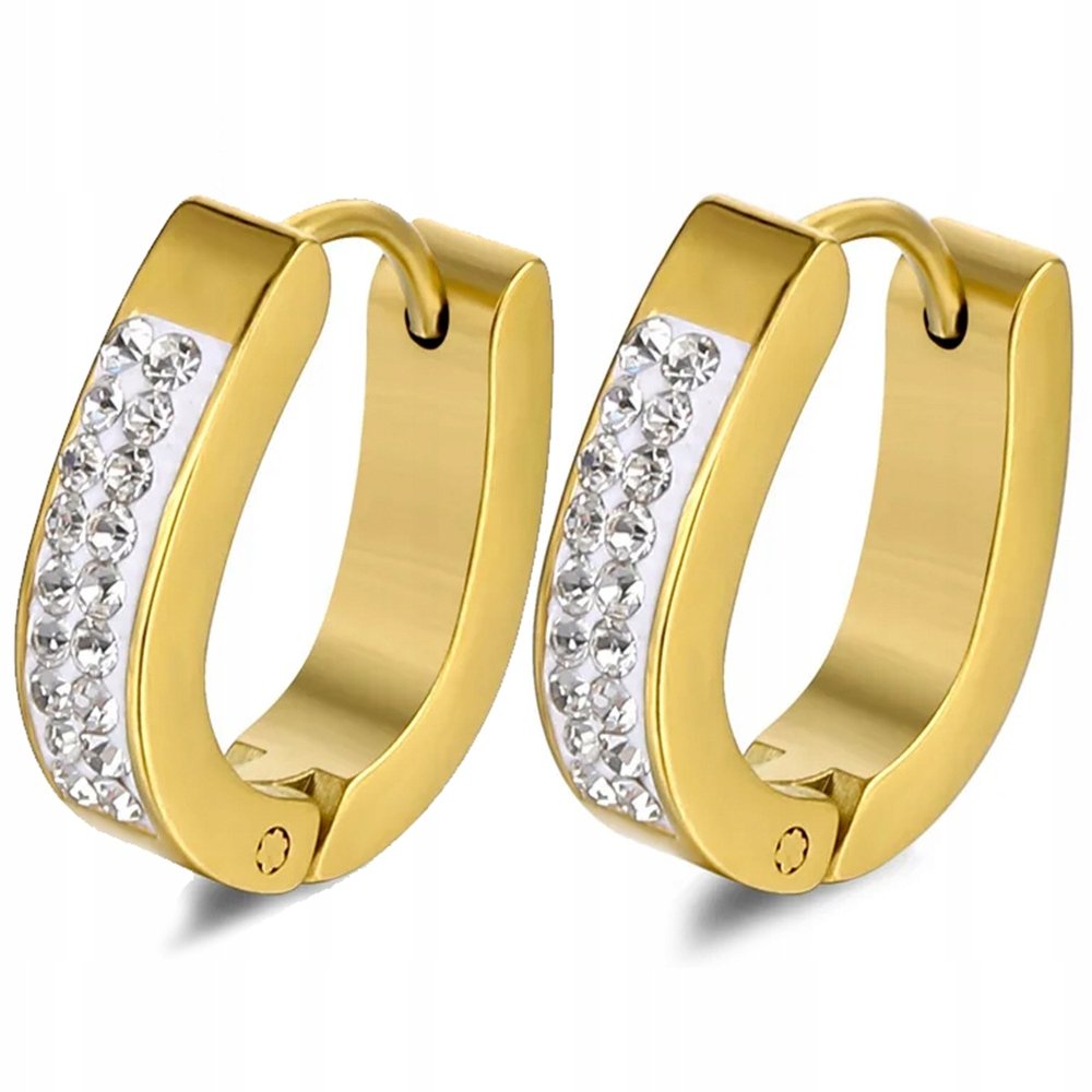 Pozłacane kolczyki damskie przecinki z białymi cyrkoniami na prezent