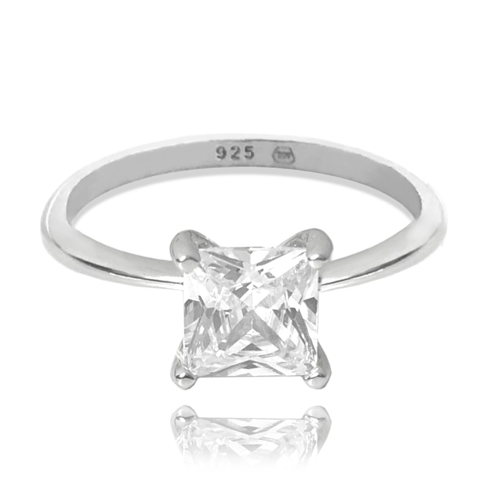 MINET Pierścień srebrny z dużą białą cyrkonią wielkość 13