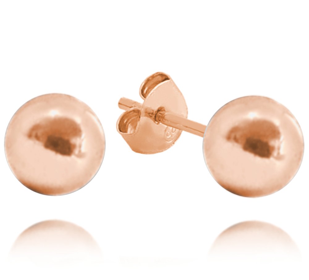 MINET Kolczyki srebrne rosegold KULKI 8 mm