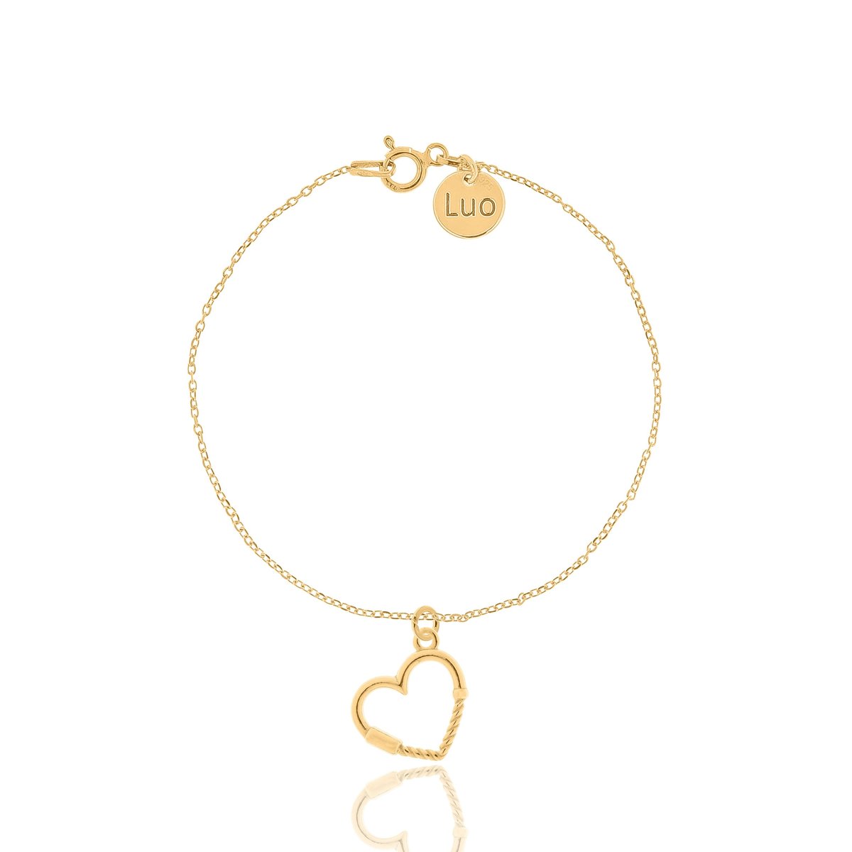 Bransoletka srebrna pozłacana z sercem