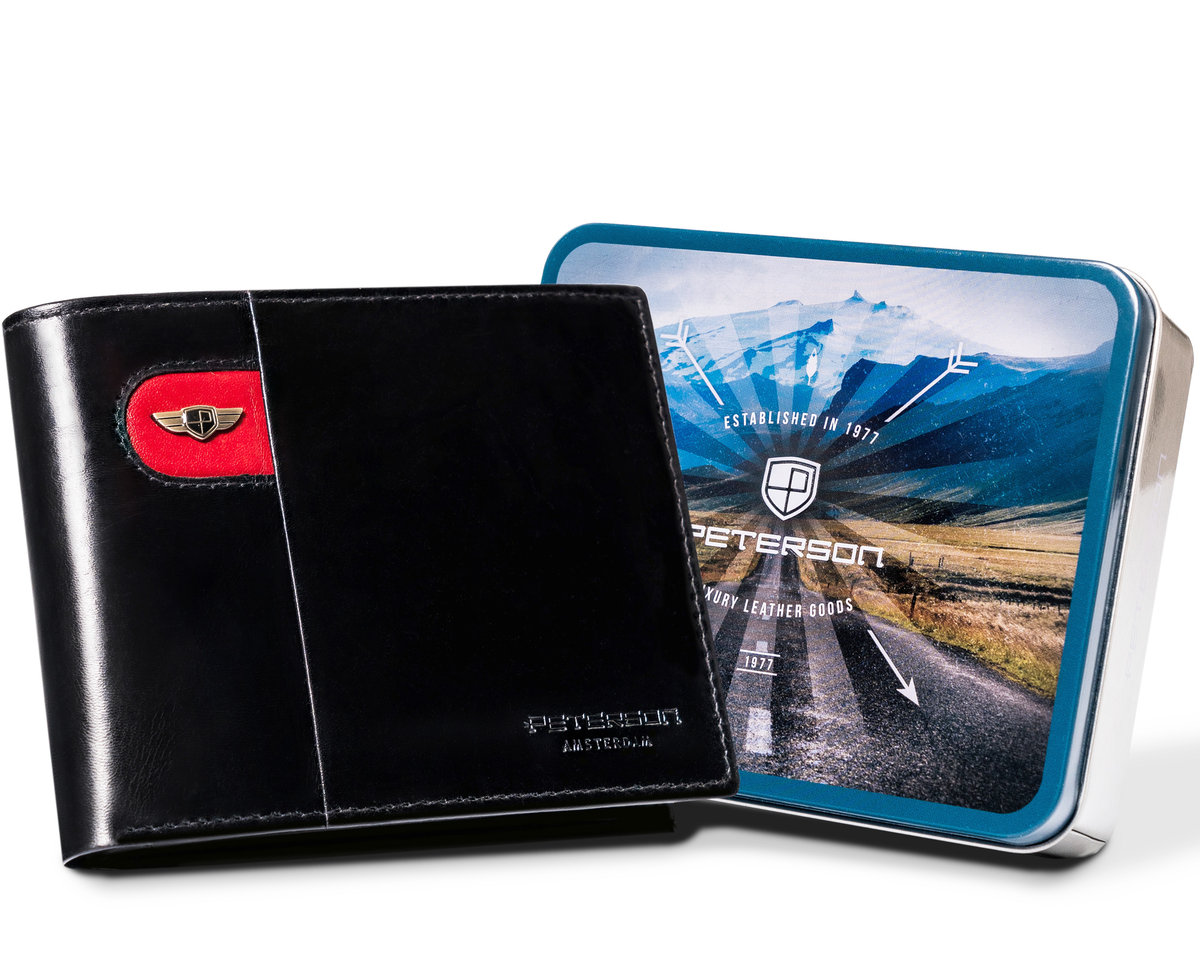 Męski Poziomy Portfel Ze Skóry Naturalnej - Peterson