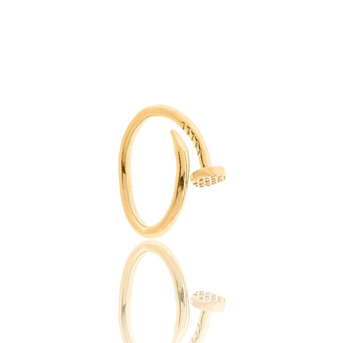 Pierścionek srebrny pozłacany gwóźdź