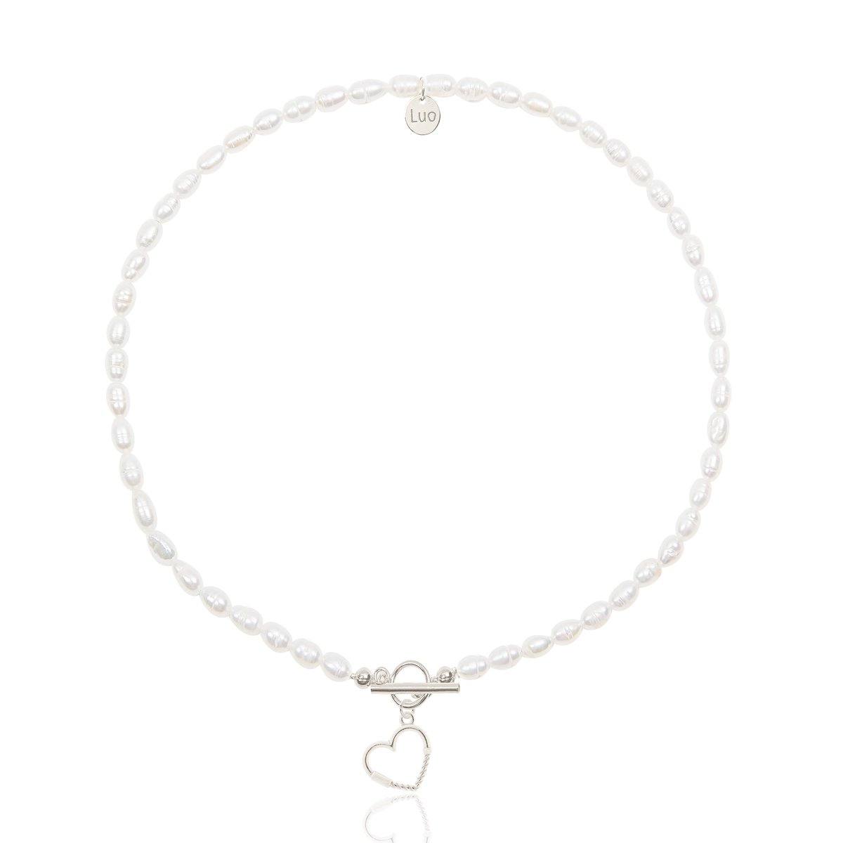 Naszyjnik z naturalnych pereł z sercem 45 CM