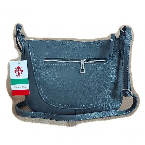 Duża pojemna Włoska skórzana listonoszka A5 Vera Pelle Szara VPLB25G