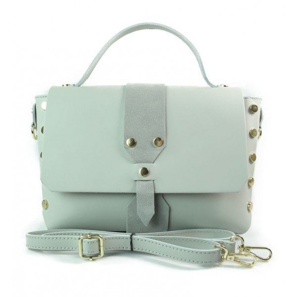 Kuferek listonoszka A5 złote dżety + zamsz szary jasny Vera Pelle VPK789GC