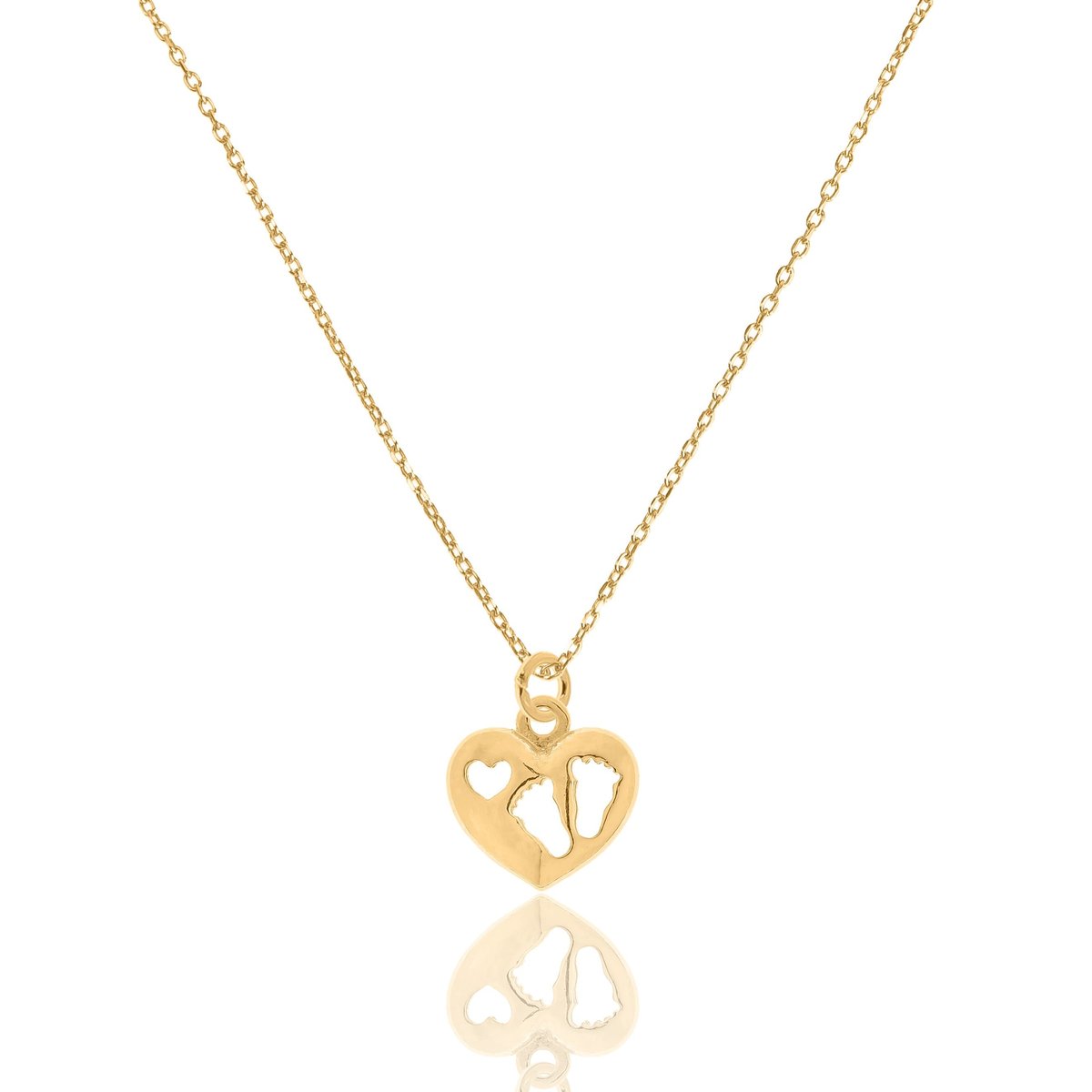 Naszyjnik srebrny pozłacany z sercem i stópkami 50 CM