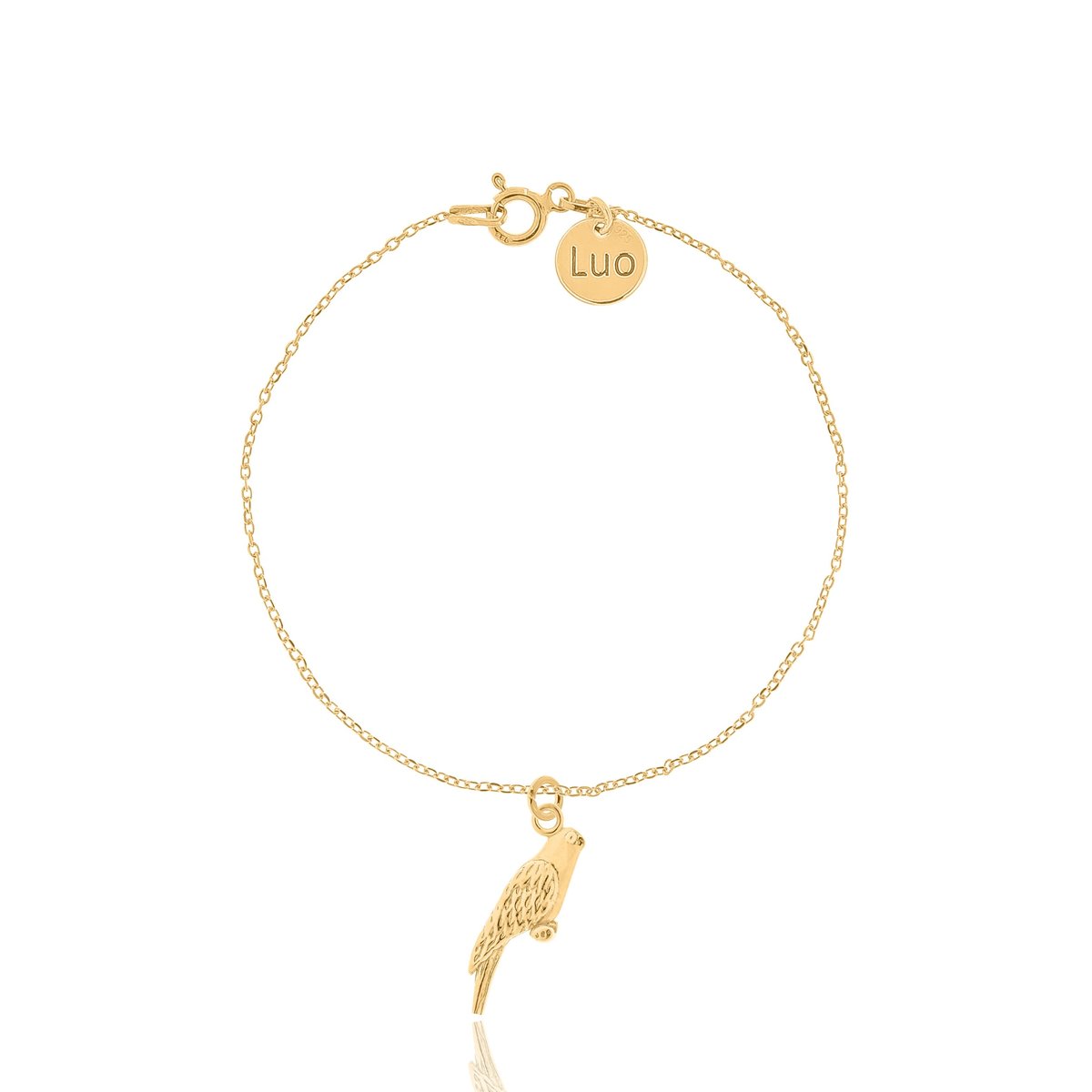 Bransoletka srebrna pozłacana z papugą