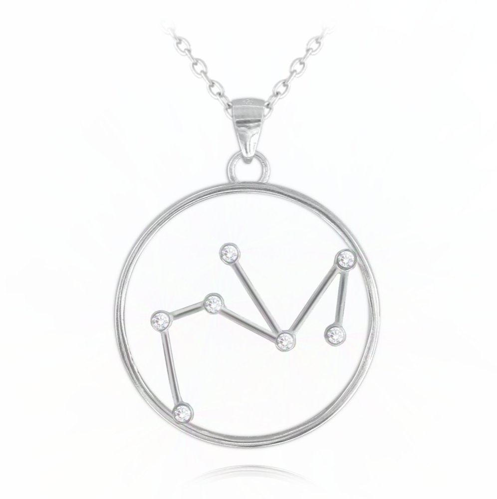 MINET Srebrny naszyjnik Stars Zodiac STRZELEC Czech Crystal