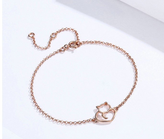 Bransoletka Celebrytka Z Łańcuszkiem Rose Gold 925 Koty
