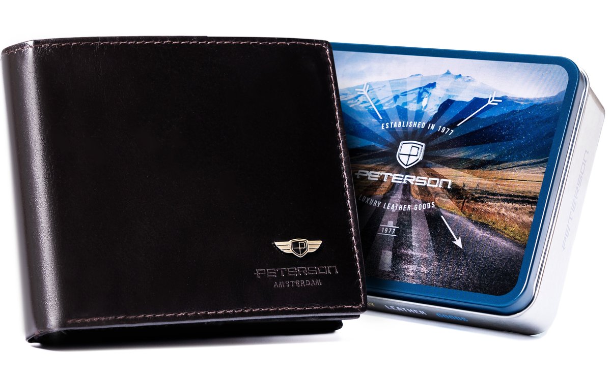 Skórzany Męski Portfel Brązowy - Peterson