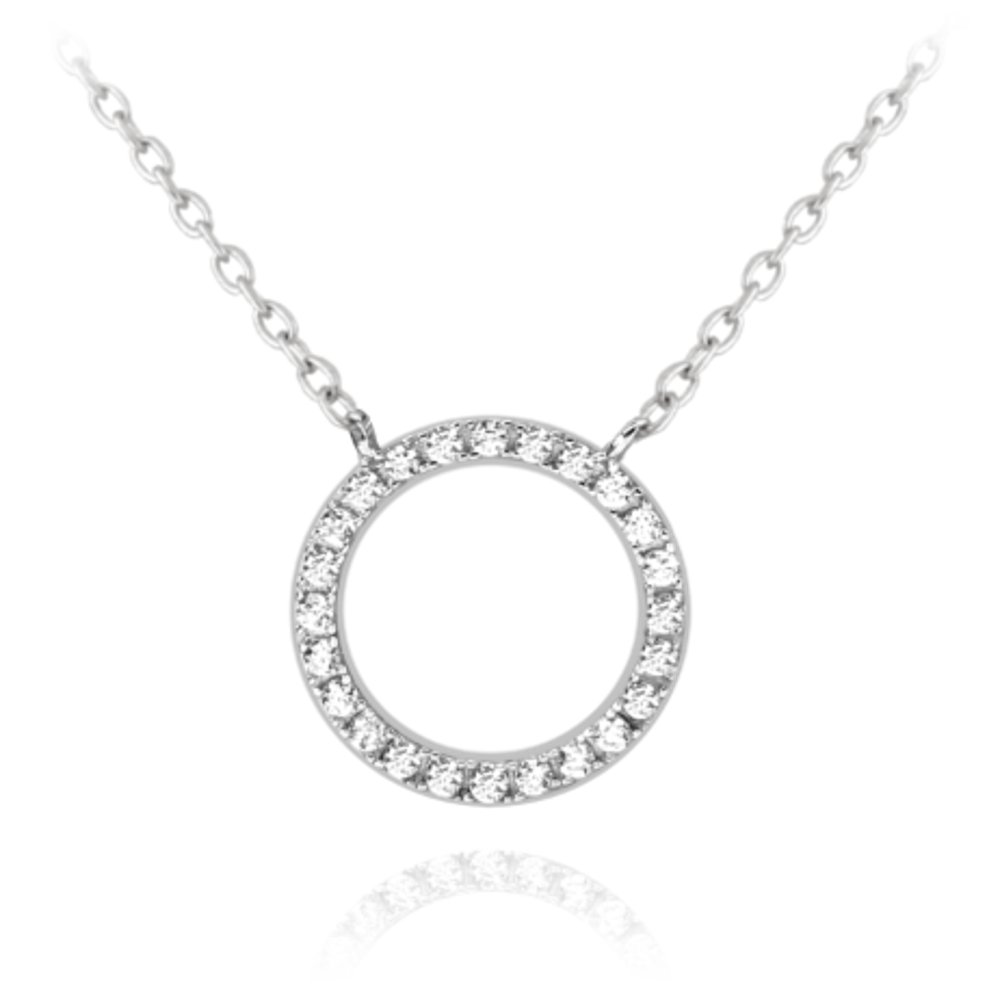 MINET Naszyjnik srebrny KRĄG z białymi cyrkoniami